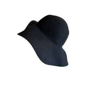 Scala Collezione Black Felt Wide Brim Floppy Hat Womens Fashion